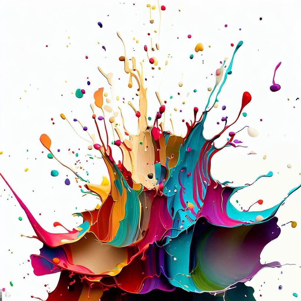 Vibrant colors of liquid silicone splashing on the screen